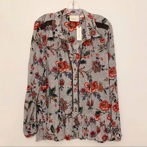 MISA Los Angeles Floral Button-Front Blouse in Multicolor